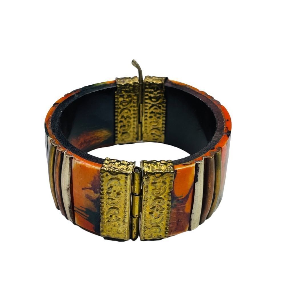 Vintage Orange/Green/Gold Bracelet